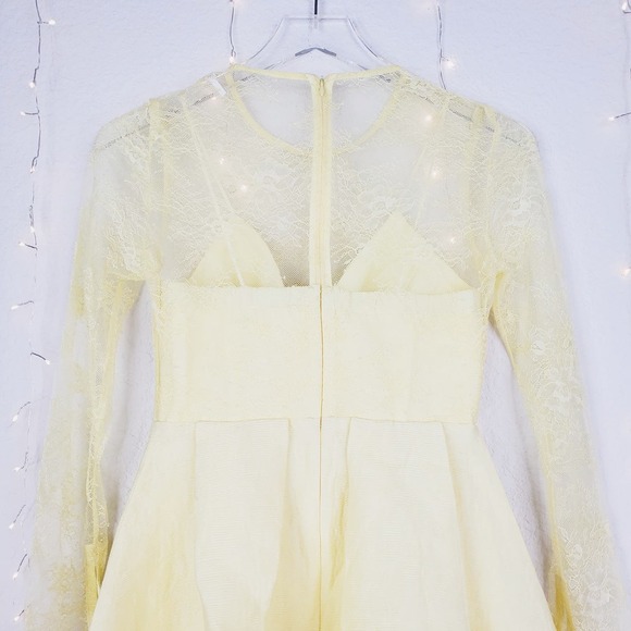 Sandro Paris Jeanette Yellow Floral Lace Fit & Flare Dress 34 XS NEW Pleated - Picture 9 of 13